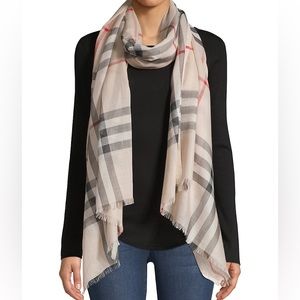 Burberry Lightweight Wool and Silk Oversized Scarf NEW